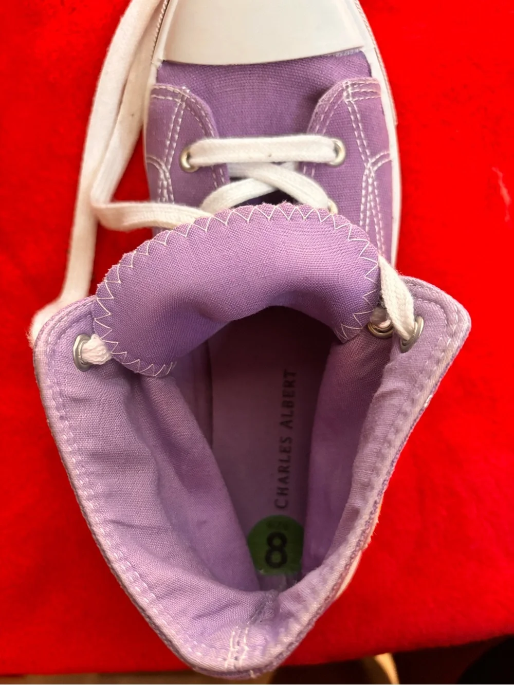 Charles Albert Lavender High-Top Sneakers with Yellow Smiley Patch